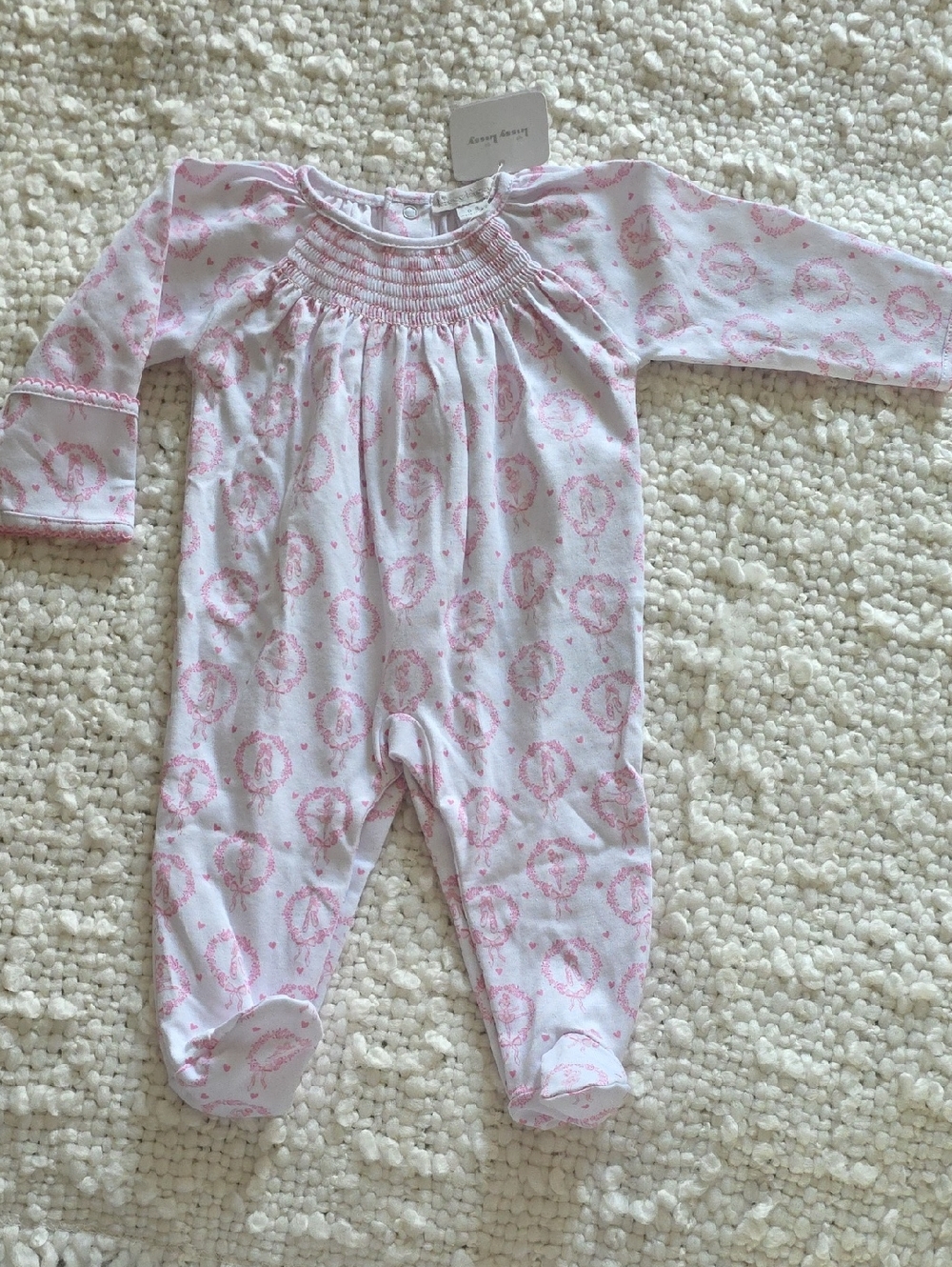 Kissy Kissy Baby Girls' Pink Printed Footed One-Piece Romper 0-3